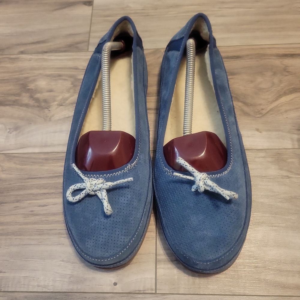 L.L.Bean Hearthside Moccasin Ballet Slipper Womens 11 Medium Blue Suede
